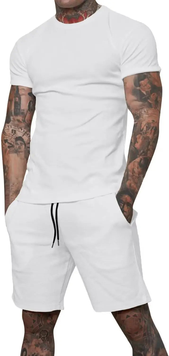 2025 boutique men's shorts suit 2 piece clothing fashion summer casual sportswear and shorts suit