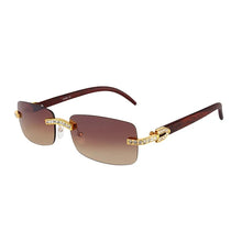 Load image into Gallery viewer, KENBO 2024 Vintage Rimless Rectangle Sunglasses for Women Men Luxury Sun Glasses Fashion Crystal Wood Eyewear Shades UV400
