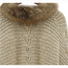 Load image into Gallery viewer, Women Cardigans Sweater Thick Poncho Capes 2025 Autumn Winter Femme Knitted Bat Sleeve Fur Collar Sweater Knitted Long Cardigan
