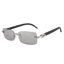 Load image into Gallery viewer, KENBO 2024 Vintage Rimless Rectangle Sunglasses for Women Men Luxury Sun Glasses Fashion Crystal Wood Eyewear Shades UV400

