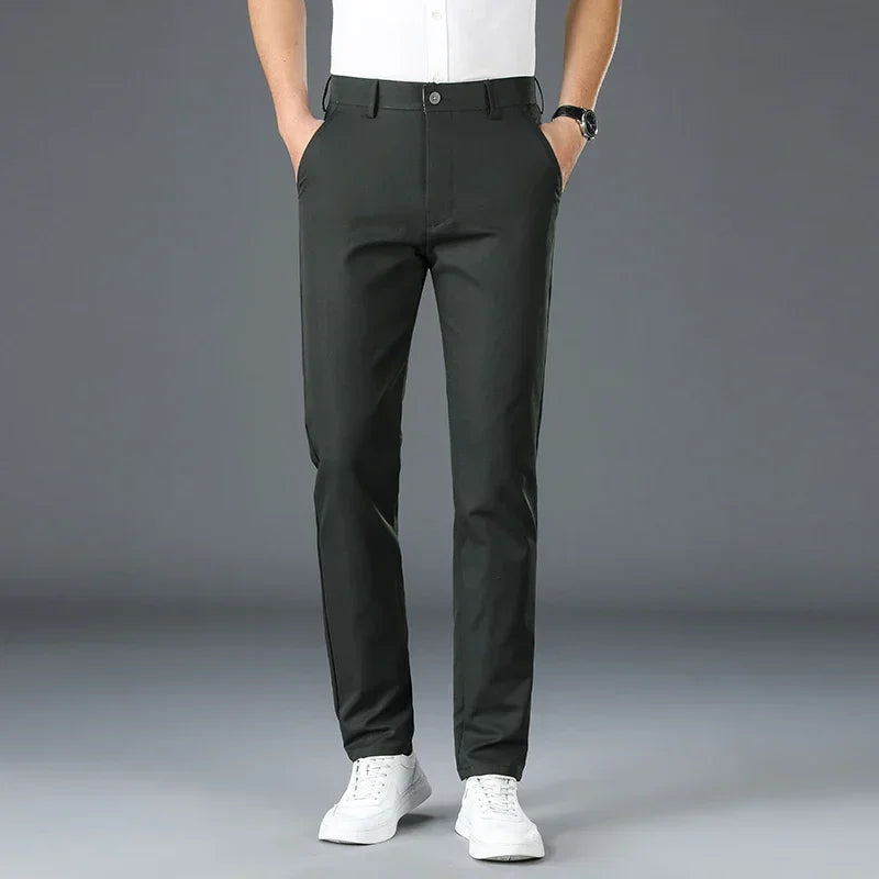 2024 Men's Spring Summer Fashion Business Casual Long Pants Suit Pants Male Elastic Straight Formal Trousers Plus Big Size 30-40