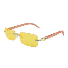 Load image into Gallery viewer, KENBO 2024 Vintage Rimless Rectangle Sunglasses for Women Men Luxury Sun Glasses Fashion Crystal Wood Eyewear Shades UV400
