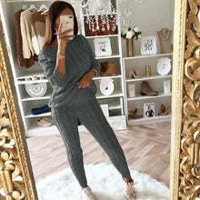 Load image into Gallery viewer, Autumn Winter Women 2 Piece Set Casual Knitted Tracksuit Sportswear Warm Sweater + Long Pants Outfits Women Autumn Wear S-5XL
