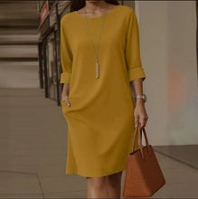 Load image into Gallery viewer, Elegant Dress Casual Chic Versatile Dress Office Midi Pocket Sleeve Dress Loose A Line Solid Color For Woman Summer Knee Length
