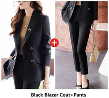 Load image into Gallery viewer, High Quality Fabric Women Formal Business Suits with Pants and Jackets Coat OL Style Elegant Professional Pantsuits Trousers Set
