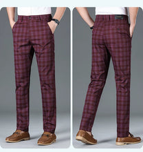 Load image into Gallery viewer, Luxury Brand Men&#39;s Stripe Plaid Casual Pants Men Army Green Four Seasons High Quality Business Trousers Men&#39;s Slim Straight Pant
