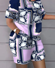 Load image into Gallery viewer, Summer Outfits For Women 2024 Casual Loose Print T Shirt Shorts Two Pieces Set Office Short Sleeve T Shirt And Pocket Short Sets

