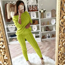 Load image into Gallery viewer, Autumn Winter Women 2 Piece Set Casual Knitted Tracksuit Sportswear Warm Sweater + Long Pants Outfits Women Autumn Wear S-5XL
