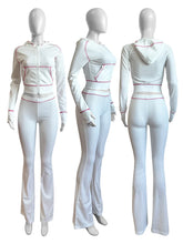 Load image into Gallery viewer, Autumn And Winter New Long Sleeves Hoodie Zipper Crop top Suits Tracksuits Women&#39;s Fashion Pants Gray Bodycon Flare 2 Piece Sets
