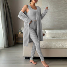 Load image into Gallery viewer, Fall Winter 3 Piece Homewear For Women Solid Cardigan Fashion Pant And Vest Ladies Suit Vintage Fashion Ladies Three Piece Set
