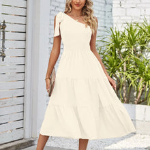 Load image into Gallery viewer, Elegant Dresses For Women Women&#39;S Summer Casual One Shoulder Sleeveless Smocked Elastic Waist Tiered Midi Dress платье

