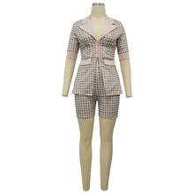 Load image into Gallery viewer, Women Two Piece Sets Outfits Elegant Tweed Slim Shorts Short Coat Tops Lady Clothes Formal Business Office Work Suits
