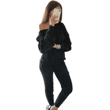 Load image into Gallery viewer, Autumn Winter Women 2 Piece Set Casual Knitted Tracksuit Sportswear Warm Sweater + Long Pants Outfits Women Autumn Wear S-5XL
