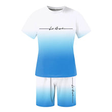 Load image into Gallery viewer, Men&#39;S Summer Suit Short-Sleeved T-Shirt Top Loose Shorts Pure Cotton Letter Print Round Neck Outdoor Breathable Casual Men Wear
