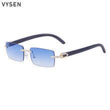 Load image into Gallery viewer, Y2K Luxury Diamond Rimless Square Sunglasses Men 2026 Luxury Vintage Brand Punk Rectangle Wood Grain Frameless Eyewear Shades
