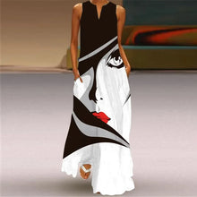 Load image into Gallery viewer, Vintage Maxi Dress Women Summer Loose Sleeveless Long Dresses Elegant Lady V Neck Pocket Boho Beach Sundress Vestidos Plus Size
