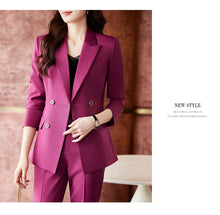Load image into Gallery viewer, High Quality Fabric Women Formal Business Suits with Pants and Jackets Coat OL Style Elegant Professional Pantsuits Trousers Set
