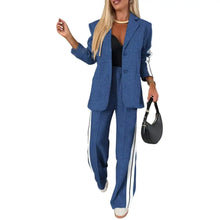 Load image into Gallery viewer, 2 Piece Set Women Outfit Winter Fall Fashion V neck Long Sleeve Coat Elegant Straight Leg Pant Set Women Sports Clothing
