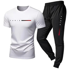 Load image into Gallery viewer, PARIS Men s casual suit spring and summer new style letter print American trend sports fashion short sleeved pants two-piece set
