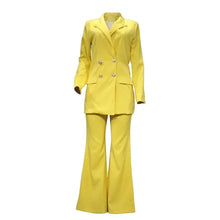 Load image into Gallery viewer, Autumn Winter 2 Piece Outfits for Women Blazer Jackets High Waisted Straight Leg Pants Suits Set Business Casual Office
