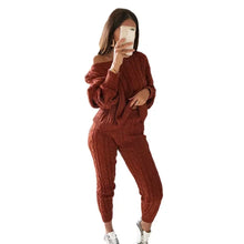 Load image into Gallery viewer, Autumn Winter Women 2 Piece Set Casual Knitted Tracksuit Sportswear Warm Sweater + Long Pants Outfits Women Autumn Wear S-5XL
