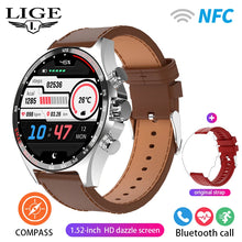 Load image into Gallery viewer, LIGE New GPS Smart Watch Men Outdoor Compass Sport Fitness Bracelet Bluetooth Call Clock Waterproof NFC Steel Smartwatch For Men
