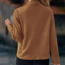 Load image into Gallery viewer, Women&#39;s Suit Jacket Solid Suede Lapel Zipper Pocket Office Commuting Formal Slim Cardigan Top Fashion Street Wear S-XL
