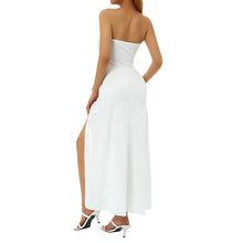 Load image into Gallery viewer, Elegant Strapless Maxi Dress Stylish Off-Shoulder Gown with Side Slit and Cropped Hem Women s Formal Evening Wear in 4 Colors
