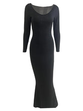 Load image into Gallery viewer, Elegant Women s Long Sleeve Round Neck Solid Color Maxi Dress with  Fit Design for Casual and Home Wear
