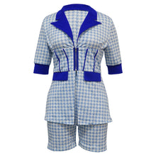 Load image into Gallery viewer, Women Two Piece Sets Outfits Elegant Tweed Slim Shorts Short Coat Tops Lady Clothes Formal Business Office Work Suits
