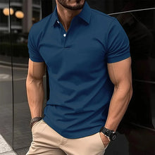 Load image into Gallery viewer, Business Men&#39;s Polo Shirt Casual Summer Short Sleeves Tops Plaid Pattern Print Button T Shirt Loose Clothes Fashion Golf Shirts
