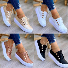Load image into Gallery viewer, Summer White Women Shoes Fashion Round Toe Platform Shoes Plus Size Casual Sneakers Lace Up Flats Women Slip On Tennis Shoes
