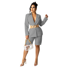 Load image into Gallery viewer, Office Lady Female Short Sets Long Sleeves Single Breasted Blazer Suit Elegant OL High Waist Pants Two Piece Set Women Outfit
