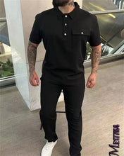 Load image into Gallery viewer, Summer Men Short-sleeved Suit fashionpocket  Sportswear Short-sleeved Shirt trousers Two-piece Mensuit S-XXXL
