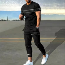 Load image into Gallery viewer, Summer basketball sportswear set short sleeved T-shirt long pants two-piece set men&#39;s sportswear 3D printed casual oversized men
