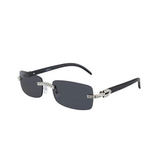 Load image into Gallery viewer, KENBO 2024 Vintage Rimless Rectangle Sunglasses for Women Men Luxury Sun Glasses Fashion Crystal Wood Eyewear Shades UV400
