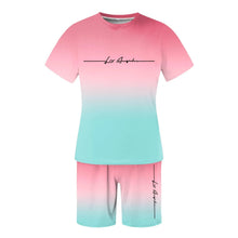 Load image into Gallery viewer, Men&#39;S Summer Suit Short-Sleeved T-Shirt Top Loose Shorts Pure Cotton Letter Print Round Neck Outdoor Breathable Casual Men Wear
