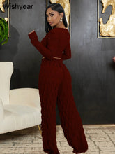 Load image into Gallery viewer, New Elegant Tracksuits Women&#39;s Outfits Long Sleeve T-shirt and Wide Leg Pants Suits Spring Fall Fitness 2 Piece Set Sportswear
