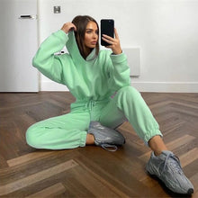 Load image into Gallery viewer, Fall Winter 2025 New Women's Hoodies Two Piece Set - Oversized Hoodie Sweatpants Sportswear Suit |Casual Sweatshirt Trouser Set
