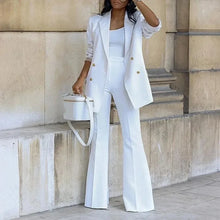 Load image into Gallery viewer, Autumn Winter 2 Piece Outfits for Women Blazer Jackets High Waisted Straight Leg Pants Suits Set Business Casual Office
