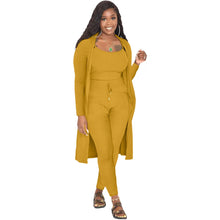 Load image into Gallery viewer, Fashion Women Stretchy Lounge Wear Solid Color Long Cardigan Sweater And Pants Suits Autumn And Winter Three-Piece Set
