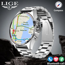 Load image into Gallery viewer, LIGE New GPS Smart Watch Men Outdoor Compass Sport Fitness Bracelet Bluetooth Call Clock Waterproof NFC Steel Smartwatch For Men

