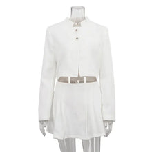 Load image into Gallery viewer, New Elegant Y2K Long Sleeve Button Blazer Coat Crop Top Pleated Skirt Suit for Women Outfits Autumn Women Two Piece Skirt Set
