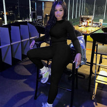 Load image into Gallery viewer, Europe Style Women&#39;s Autumn New Solid Color Round Neck Long Sleeve Tight Top Fashion Street Trouser Suit Women
