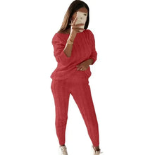 Load image into Gallery viewer, Autumn Winter Women 2 Piece Set Casual Knitted Tracksuit Sportswear Warm Sweater + Long Pants Outfits Women Autumn Wear S-5XL
