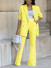 Load image into Gallery viewer, Autumn Winter 2 Piece Outfits for Women Blazer Jackets High Waisted Straight Leg Pants Suits Set Business Casual Office

