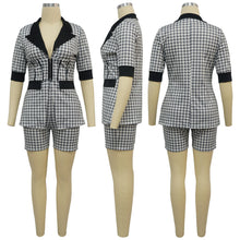 Load image into Gallery viewer, Women Two Piece Sets Outfits Elegant Tweed Slim Shorts Short Coat Tops Lady Clothes Formal Business Office Work Suits
