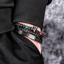 Load image into Gallery viewer, Luxury Enamel Green Red Bracelet Royal Crown Charm Men Stainless Steel Geometry Pulseiras Open Adjustable Couple Jewelry
