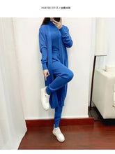 Load image into Gallery viewer, Fashion Women Sweater 3 Piece Set Tracksuit Spring Autumn Long Cardigan Coat + Half Turtleneck Vest + Pants Knitted Suits Outfit

