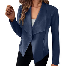 Load image into Gallery viewer, Women&#39;s Suit Jacket Solid Suede Lapel Zipper Pocket Office Commuting Formal Slim Cardigan Top Fashion Street Wear S-XL
